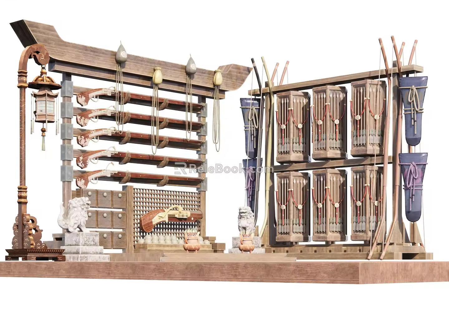 weapon rack bow and arrow gun weapon rack 3d model