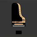 Elegant Black Grand Piano Musical Instrument With Matching Bench And Golden Accents On Reflective Surface