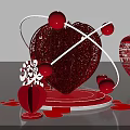 Romantic Qixi Festival Decorations With Red Heart Shapes Spheres And White Characters