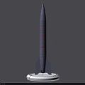 Military Rocket Weapon Display With Golden Sphere And Small Models On Platforms 3d model