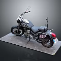 Black Classic Motorcycle With Leather Seat Rearview Mirrors And License Plate On Gray Mat
