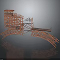 Architectural Construction Model With Metal Truss Frame And Arched Support Structure