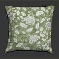 Green Decorative Cushion With White Floral Pattern And Linen Texture Design 3d model