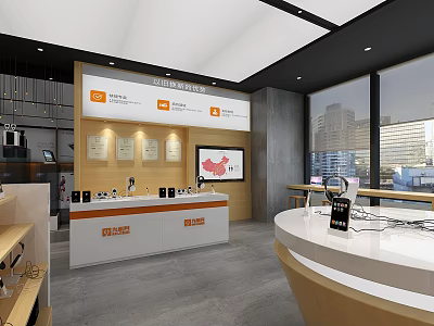 Modern Digital Store Interior With Display Counters And Tech Products On Shelves 3d model