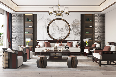 New Chinese Living Room 3d model