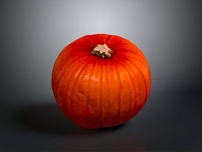 Round Orange Striped Pumpkin With Stem For Home Decor And Kitchen Use 3d model