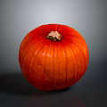 Round Orange Striped Pumpkin With Stem For Home Decor And Kitchen Use