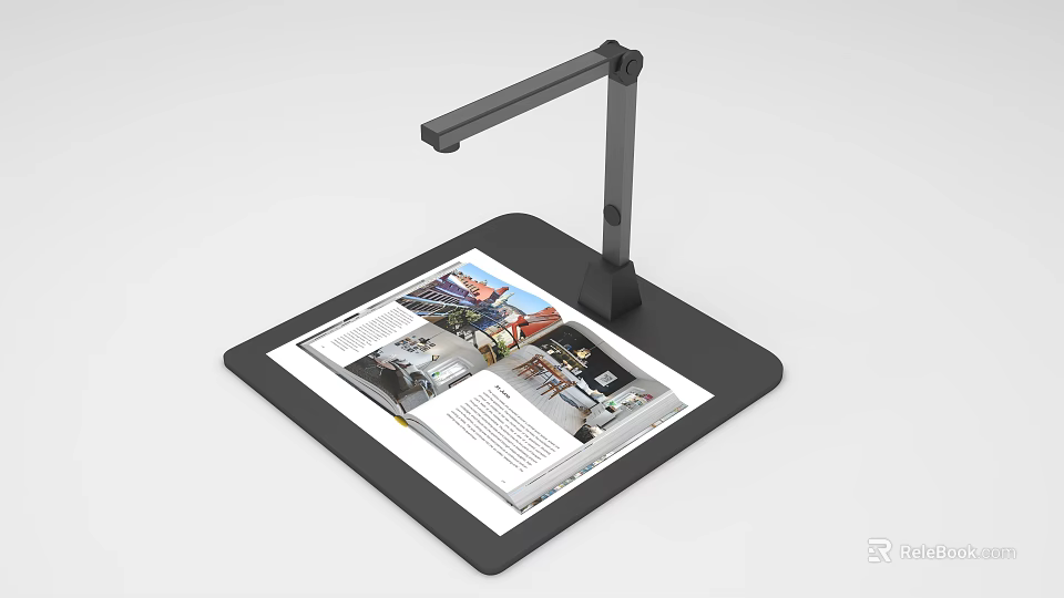 Black Desktop Office Electronics Document Scanner For Scanning Documents And Magazines On Office Desk 3d model 