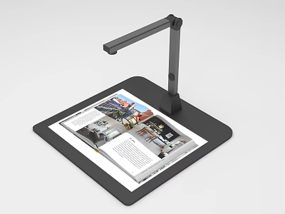 Black Desktop Office Electronics Document Scanner For Scanning Documents And Magazines On Office Desk 3d model