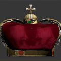 Royal Crown Jewelry Featuring Golden Frame Red Center Green Red Gemstones And Decorative Cross