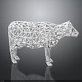 White Geometric Polygon Cow Sculpture With Reflection on Dark Background 3d model
