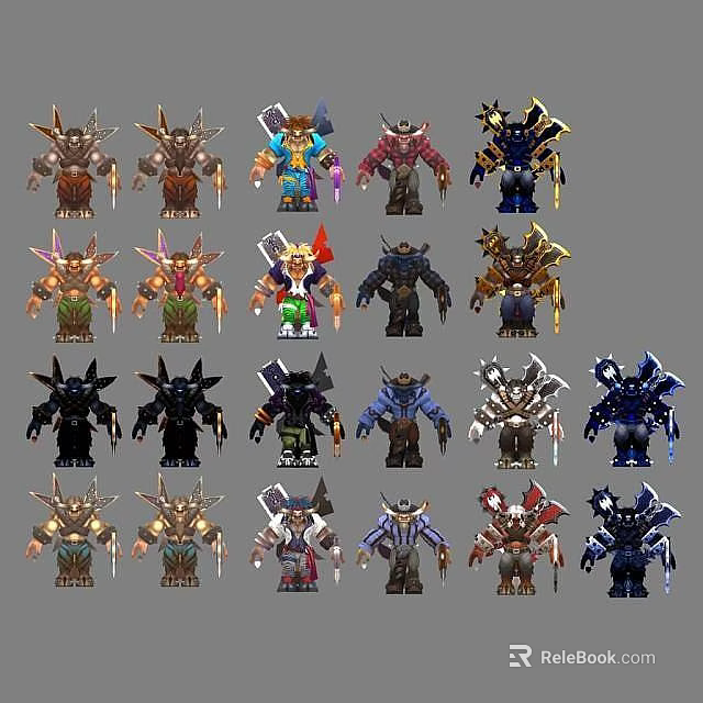 Tech Exhibition Hall Showcasing Diverse Character Models With Various Armor And Costumes 3d model