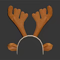Orange Reindeer Antler Headband With White Band And Small Orange Ears Design