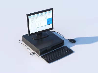 Modern Desktop Computer Setup With Monitor Keyboard Mouse And Scanner 3d model