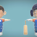 Indian Male Cricket Player In Blue Uniform With Helmet And Bat