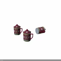 Traditional Red Ceramic Tea Set With Decorative Patterns And Lid Including Upside Down Cup