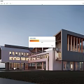 Modern Office Building With Contemporary Architectural Design Glass Facade Unique Roof Structure And Exterior Lighting