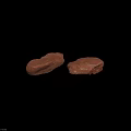 Red Textured Stone And Natural Wood Decorative Pieces With Surface Details On Black Background