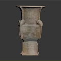 Ancient Bronze Vessel With Intricate Carvings Dual Handles And Square Base