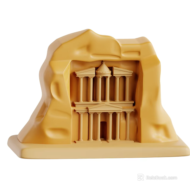 Ancient Architecture Carved In Rock With Intricate Columns And Multi Level Design 3d model 