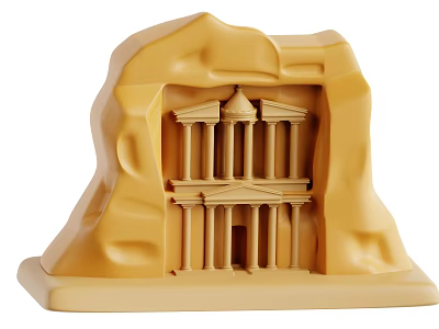 Ancient Architecture Carved In Rock With Intricate Columns And Multi Level Design 3d model