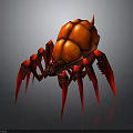 Red Spider With Glossy Armored Body And Many Sharp Legs