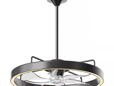 Modern Black Ceiling Mounted Air Cooler Fan With Circular Design And LED Light 3d model