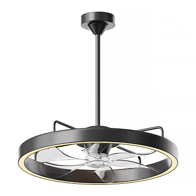 Modern Black Ceiling Mounted Air Cooler Fan With Circular Design And LED Light 3d model