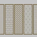 Modern Decorative Screen Panels With Intricate Geometric Openwork And Metal Frames 3d model