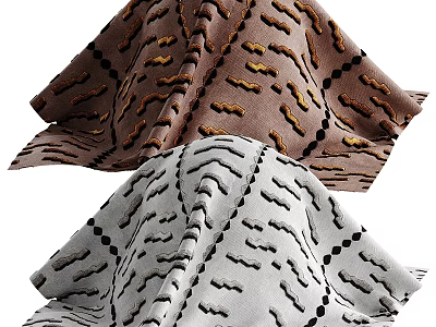 Brown And Gray Textile Components With Black Yellow Lines Dots And Patterns 3d model
