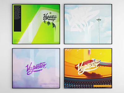 Vaporwave Artwork Collection With Colorful Retro Designs And Aesthetic Elements 3d model