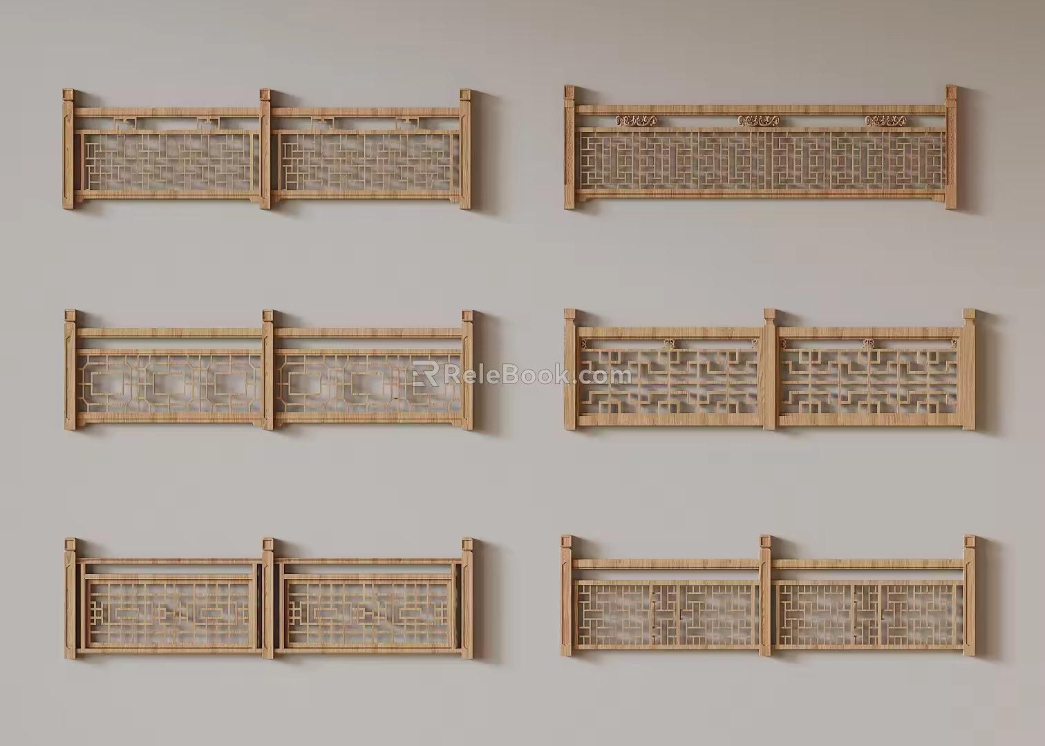 New Chinese Style Railing Solid Wood Railing Chinese Style Railing Solid Wood Railing 3d model