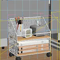 Under the Desk Study Desk Office Folder Alarm Clock Pen Container Leather Paper Box File Holder Book Decoration Calendar Green Plant Wooden Doll Mouse Keyboard Computer Desk Mobile Storage Cabinet 3d model