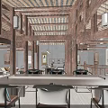 Traditional Chinese Interior Design With Wooden Beams Hanging Lanterns Classic Tables Chairs and Decorative Elements