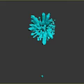 Turquoise Crystal Cluster With Sharp Edges And Reflective Base On Dark Surface 3d model