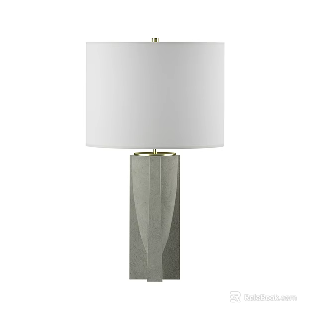 Modern Table Lamp With White Lampshade And Gray Geometric Textured Base 3d model