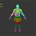 Warrior Character In Gray Brown Armor With Detailed Design And White Head