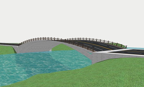 Modern Bridge Landscape Bridge Arch Bridge Man-vehicle Separation River Lane 3d model