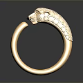 Leopard Head Shaped Rose Gold Ring With Sparkling Diamond Details