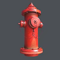 Three Fire Hydrants Featuring Red White Exteriors with Rust and Clean Finishes 3d model