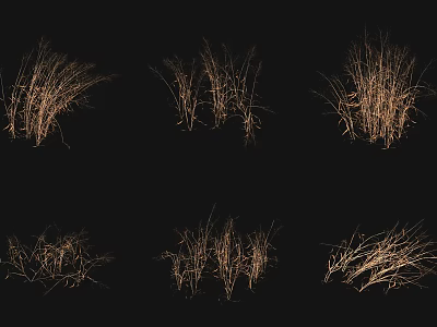 Dried Grass Clumps In Different Sizes On Black Background With Natural Texture 3d model