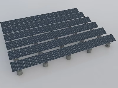 Solar Panel Equipped Household Appliances Arranged On Metal Mounts With Gray Background 3d model