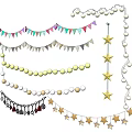 Decorative Hanging Ornament Set With Colorful Bunting Beaded Strings And Star Decorations