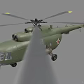 Green Military Helicopter With Twin Rotor And Red Star Emblem Design
