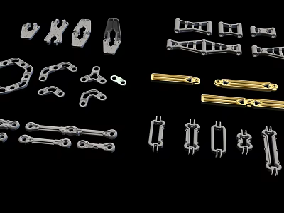 Industrial Equipment Metal Parts With Connectors Brackets And Various Shapes Mechanical Components 3d model