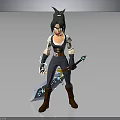 Fantasy Character With Creature Inspired Horns Green Hair And Glowing Weapon