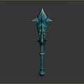 Turquoise Fantasy Weapon with Pointed Tip Ornate Design and Enchanted Details