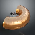 Golden Spiral Curved Metallic Duct Featuring Silver Center And Shiny Surface