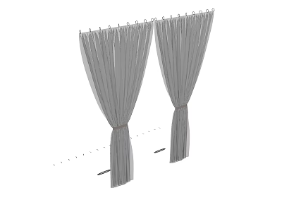 Elegant Gray Fabric Curtains With Tie Backs For Modern Home Interior 3d model