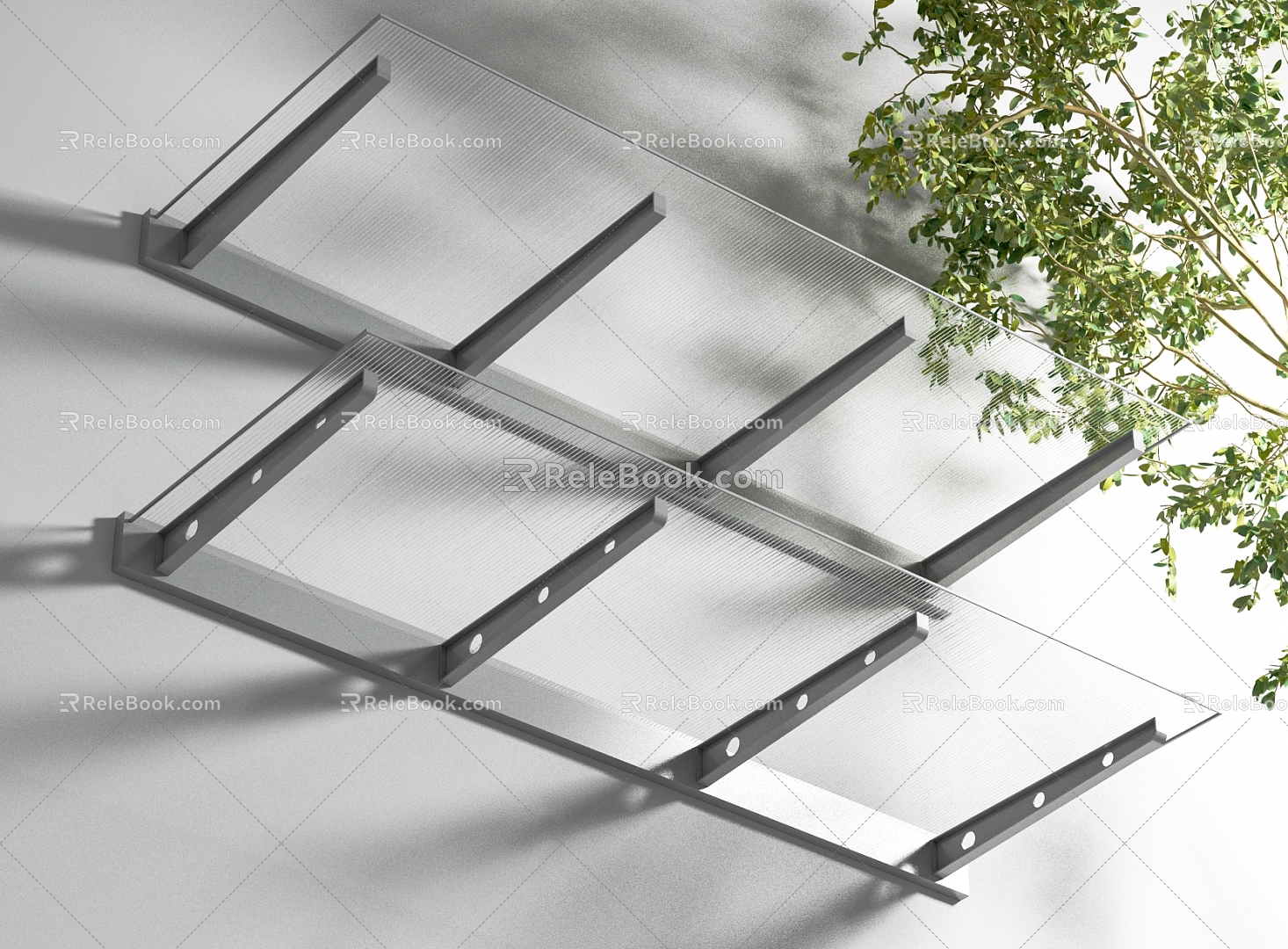 Modern Canopy Tempered Glass Canopy 3d model